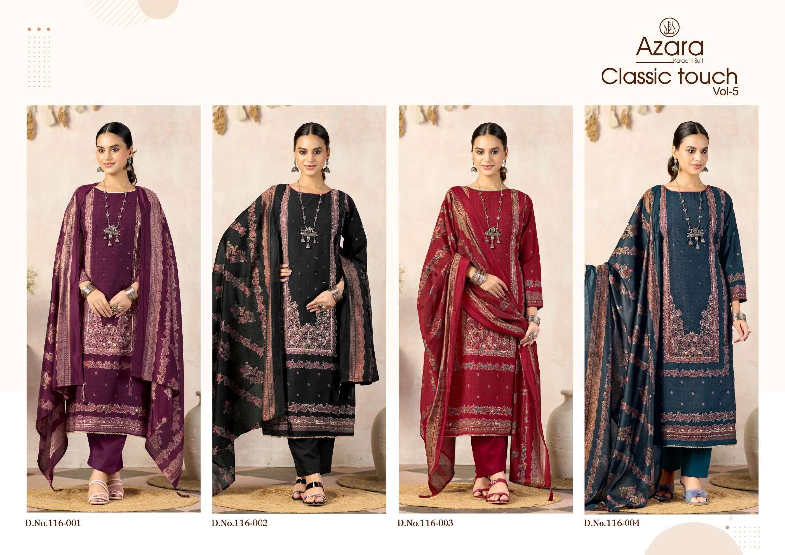AZARA CLASSIC TOUCH VOL 5 CLASSIC TREND VERTICAN PRINT SALWAR SUIT CATALOGUE WORLDWIDE